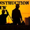 Silhouette of men constructing a building with a yellow background