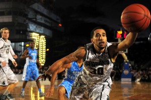 Man shooting a basketball