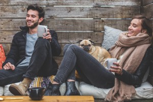 Enjoying some coffee and a pug while relaxing